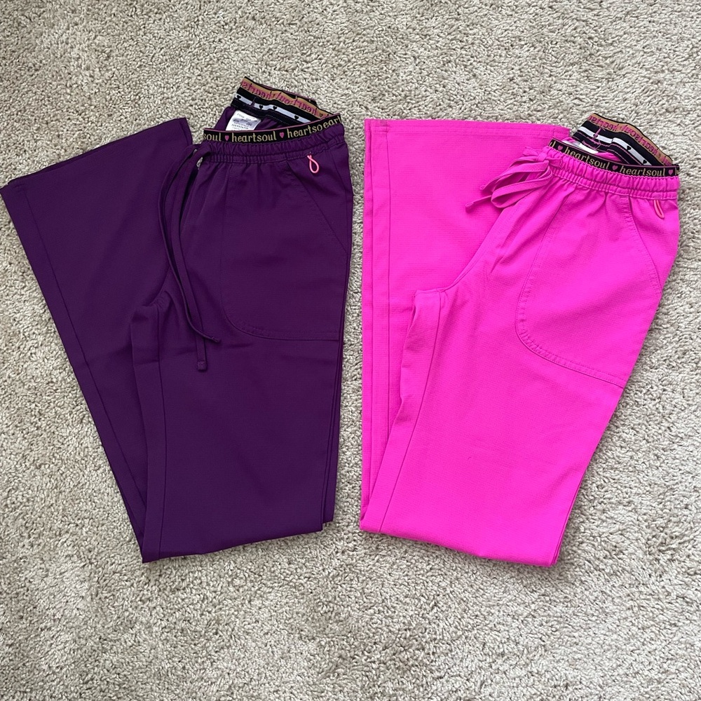 Xxs heartsoul purple and pink scrub bottoms